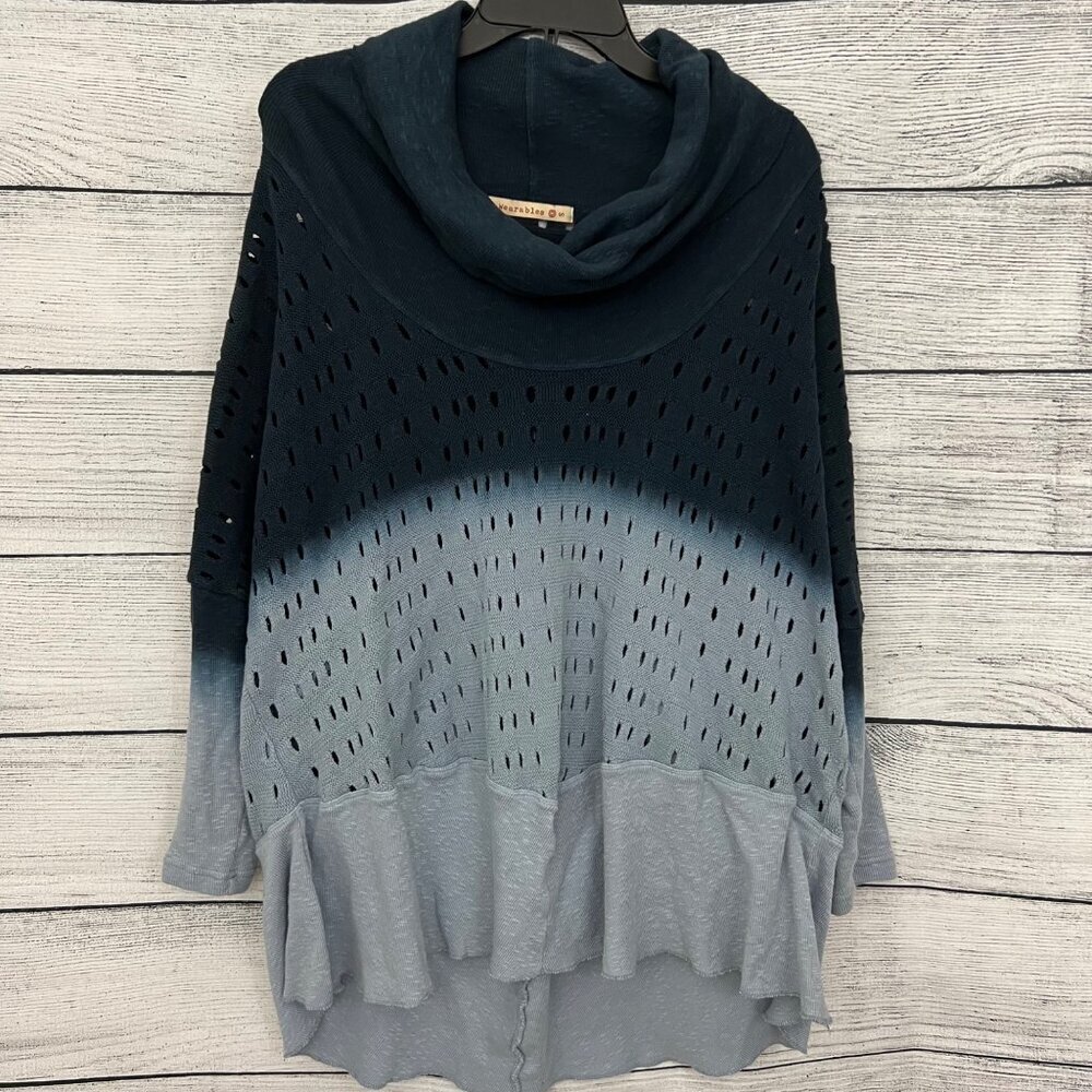 Wearables Gradient Knit Tunic With Cowl Neck & Ruffle Hem, Size S